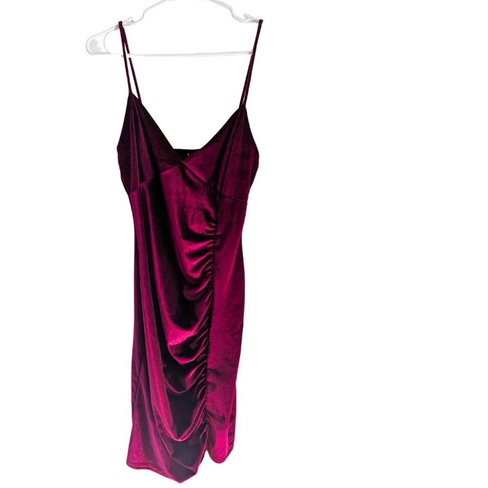 Windsor Winter Wedding Guest Dress - Velvet Burgundy Size L